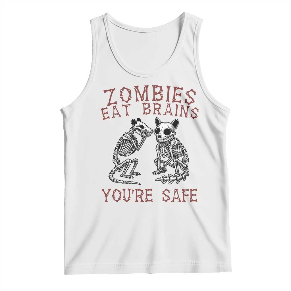 Funny Opossum Raccoon Skeleton Tank Top Zombies Eat Brains Dont Worry You Are Safe