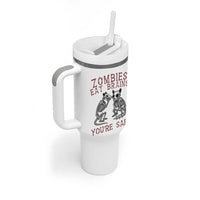 Funny Opossum Raccoon Skeleton Tumbler With Handle Zombies Eat Brains Dont Worry You Are Safe