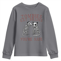Funny Opossum Raccoon Skeleton Youth Sweatshirt Zombies Eat Brains Dont Worry You Are Safe