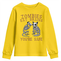 Funny Opossum Raccoon Skeleton Youth Sweatshirt Zombies Eat Brains Dont Worry You Are Safe
