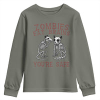 Funny Opossum Raccoon Skeleton Youth Sweatshirt Zombies Eat Brains Dont Worry You Are Safe