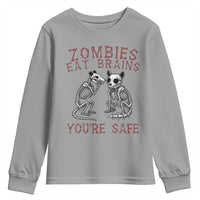 Funny Opossum Raccoon Skeleton Youth Sweatshirt Zombies Eat Brains Dont Worry You Are Safe