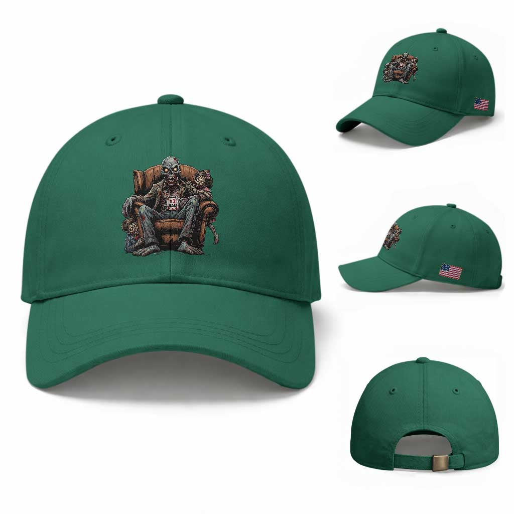 Funny #1 Dad Zombie Horror Baseball Cap Halloween Family Father Gift