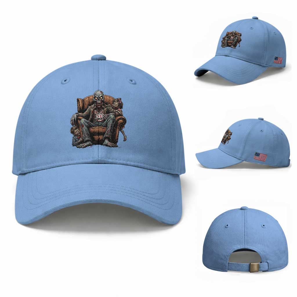 Funny #1 Dad Zombie Horror Baseball Cap Halloween Family Father Gift