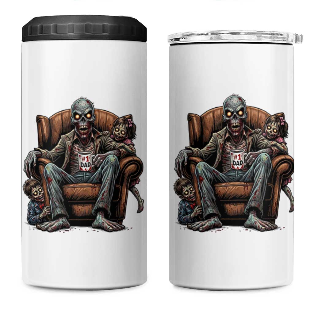 Funny #1 Dad Zombie Horror 4 in 1 Can Cooler Tumbler Halloween Family Father Gift