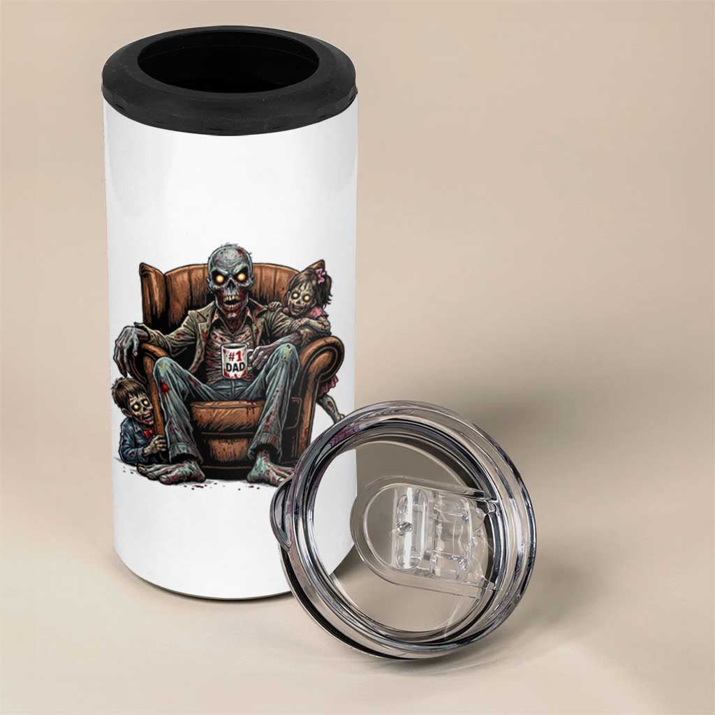 Funny #1 Dad Zombie Horror 4 in 1 Can Cooler Tumbler Halloween Family Father Gift