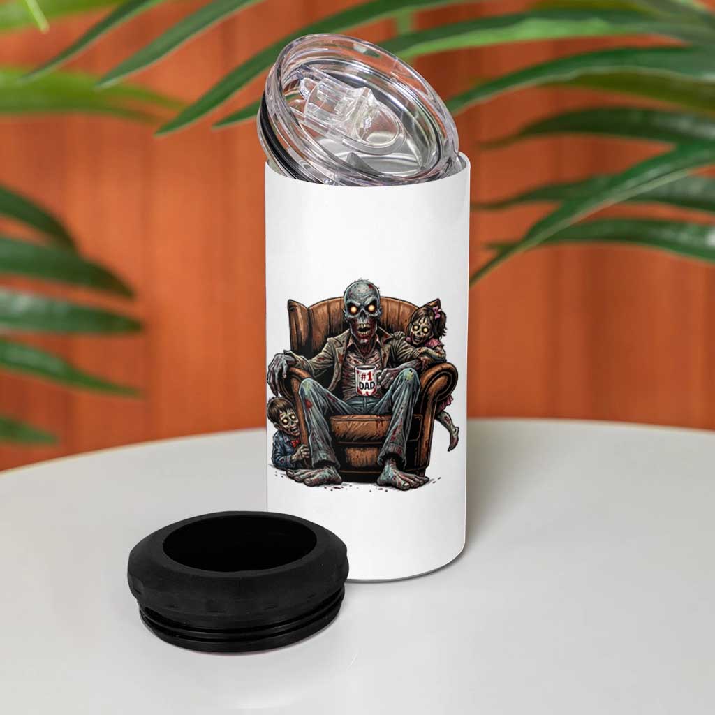 Funny #1 Dad Zombie Horror 4 in 1 Can Cooler Tumbler Halloween Family Father Gift