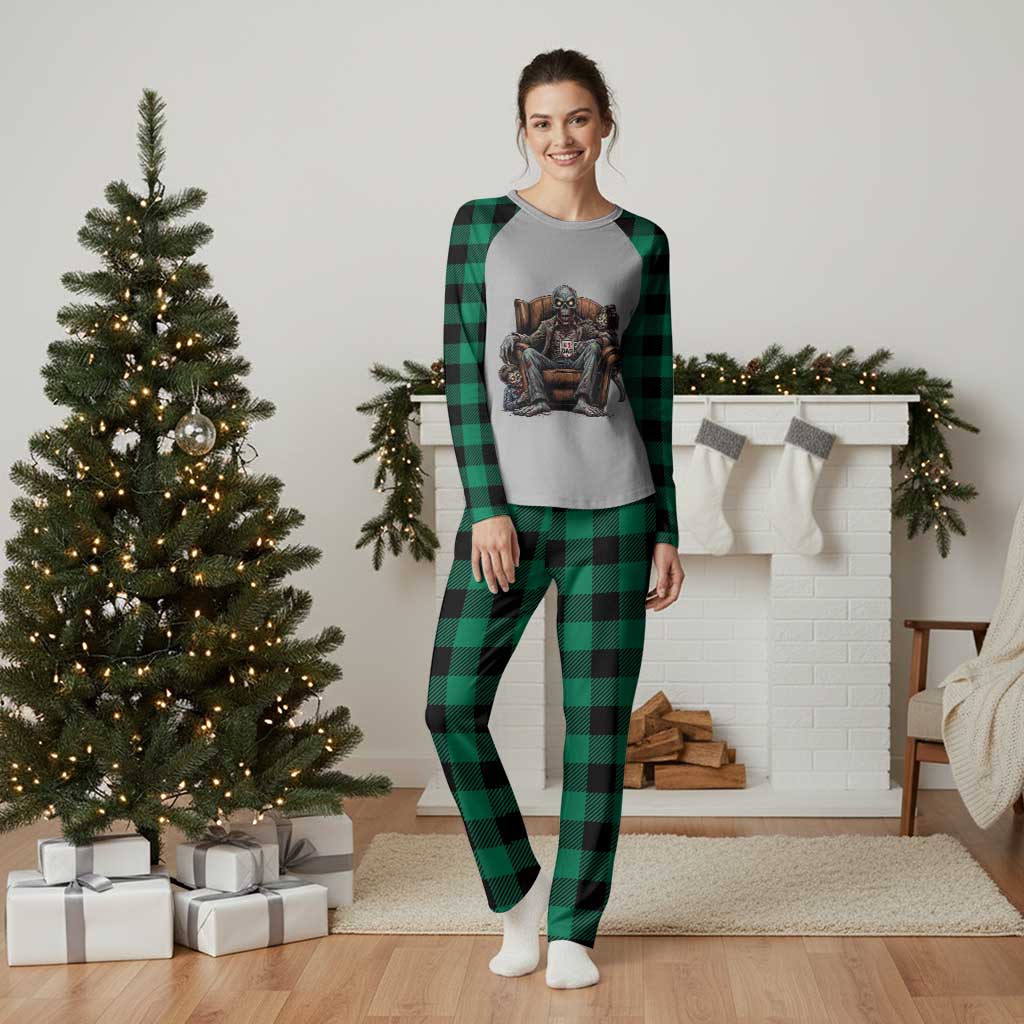 Funny #1 Dad Zombie Horror Plaid Pajama Set Halloween Family Father Gift