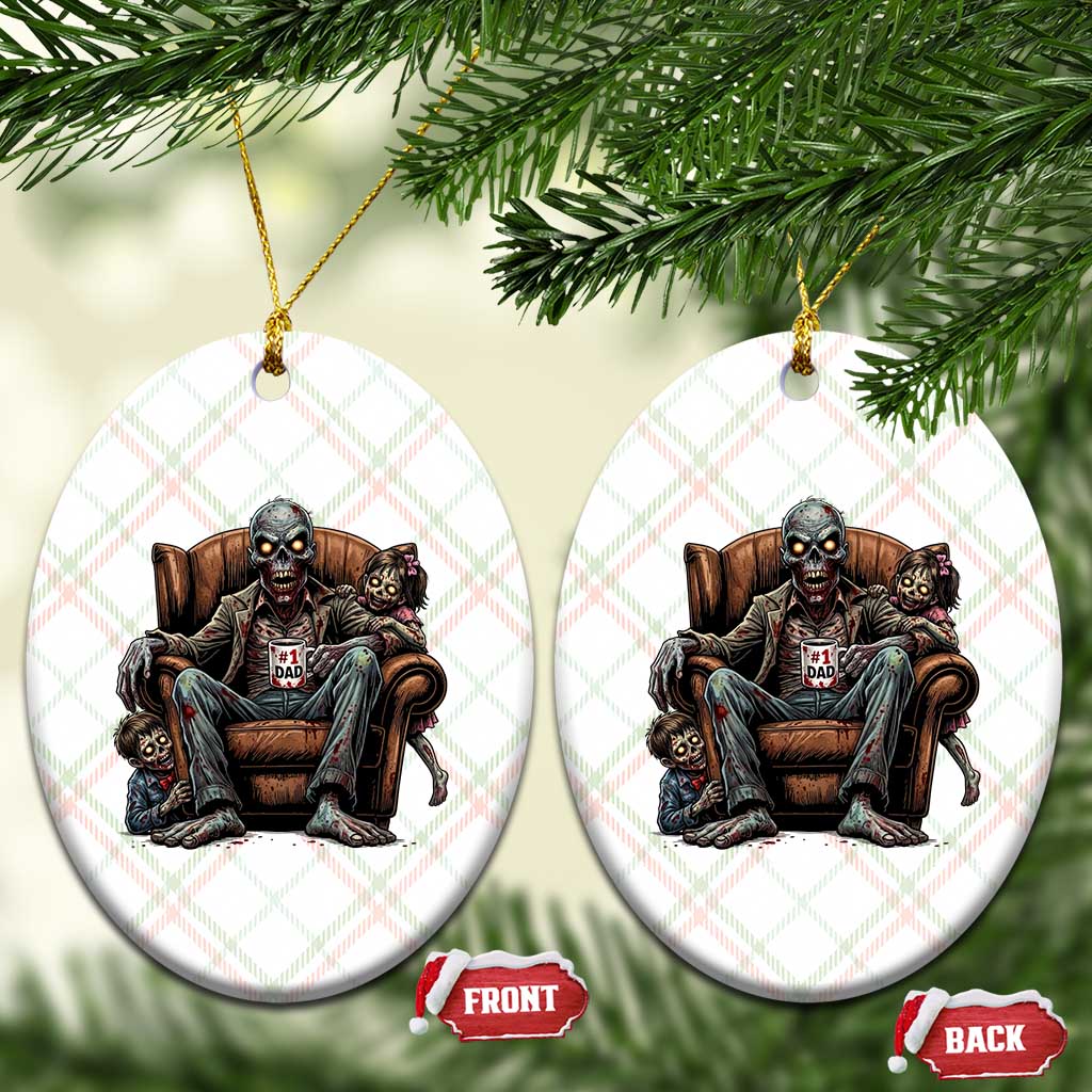 Funny #1 Dad Zombie Horror Ceramic Ornament Halloween Family Father Gift