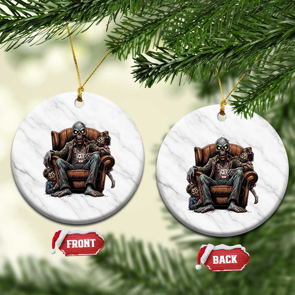 Funny #1 Dad Zombie Horror Ceramic Ornament Halloween Family Father Gift