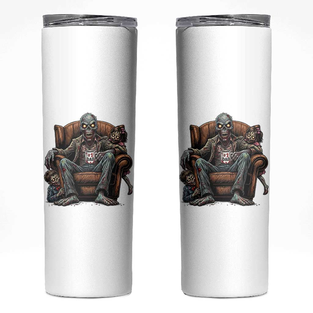 Funny #1 Dad Zombie Horror Skinny Tumbler Halloween Family Father Gift