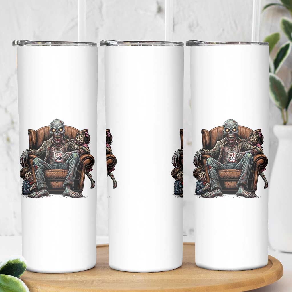 Funny #1 Dad Zombie Horror Skinny Tumbler Halloween Family Father Gift