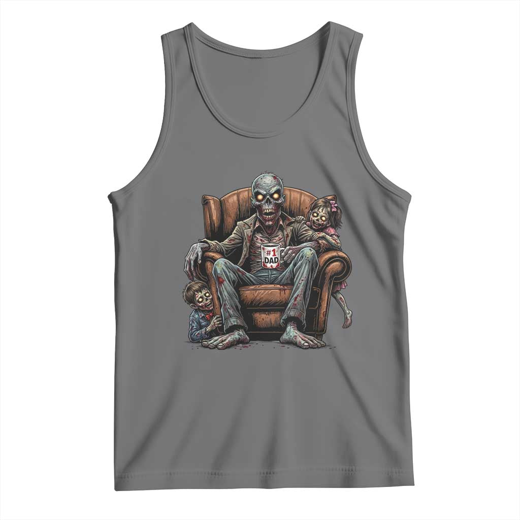 Funny #1 Dad Zombie Horror Tank Top Halloween Family Father Gift