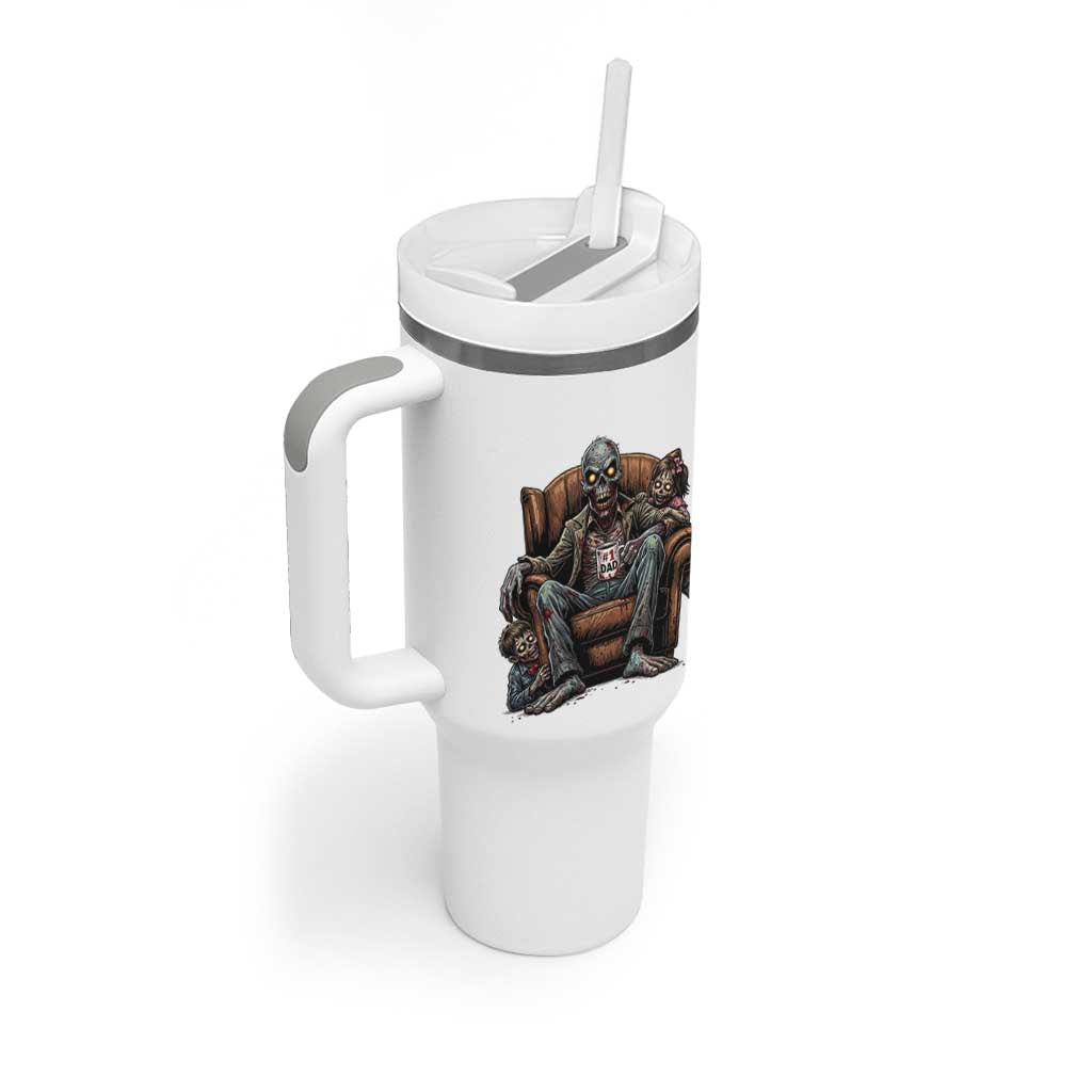 Funny #1 Dad Zombie Horror Tumbler With Handle Halloween Family Father Gift
