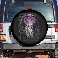 Mystical Ghost Girl Halloween Spare Tire Cover Gothic Purple Moon Haunted Castle Art