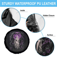 Mystical Ghost Girl Halloween Spare Tire Cover Gothic Purple Moon Haunted Castle Art