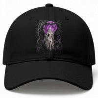 Mystical Ghost Girl Halloween Baseball Cap Gothic Purple Moon Haunted Castle Art