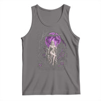 Mystical Ghost Girl Halloween Tank Top Gothic Purple Moon Haunted Castle Art