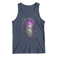 Mystical Ghost Girl Halloween Tank Top Gothic Purple Moon Haunted Castle Art