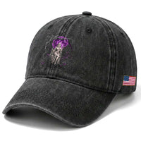Mystical Ghost Girl Halloween Washed Cotton Baseball Cap Gothic Purple Moon Haunted Castle Art