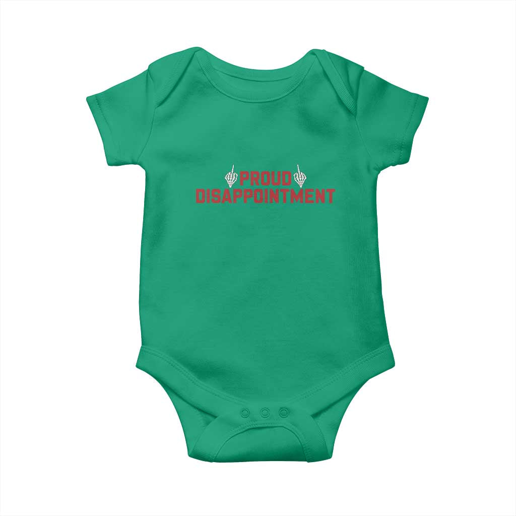 Proud Disappointment Skeleton Middle Fingers Badge Baby Onesie Funny Sarcastic Dark Humor