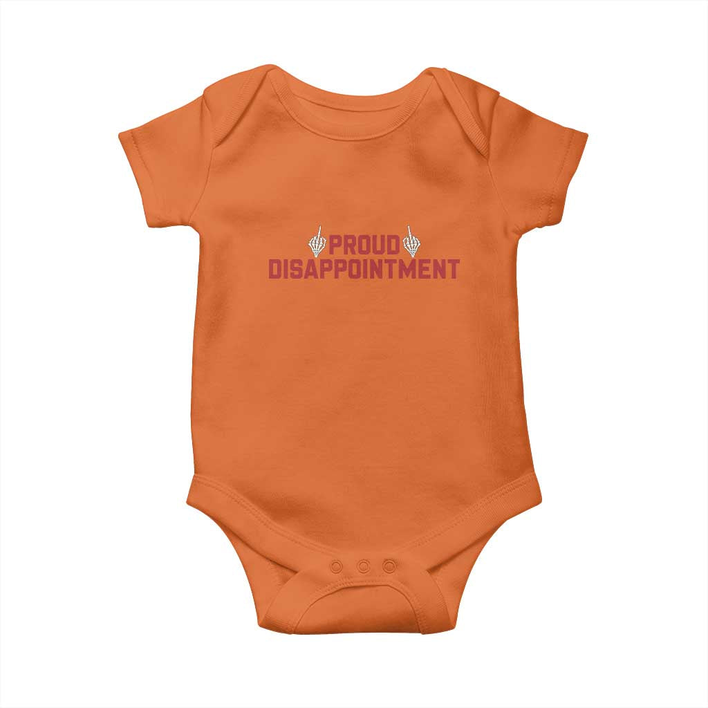Proud Disappointment Skeleton Middle Fingers Badge Baby Onesie Funny Sarcastic Dark Humor
