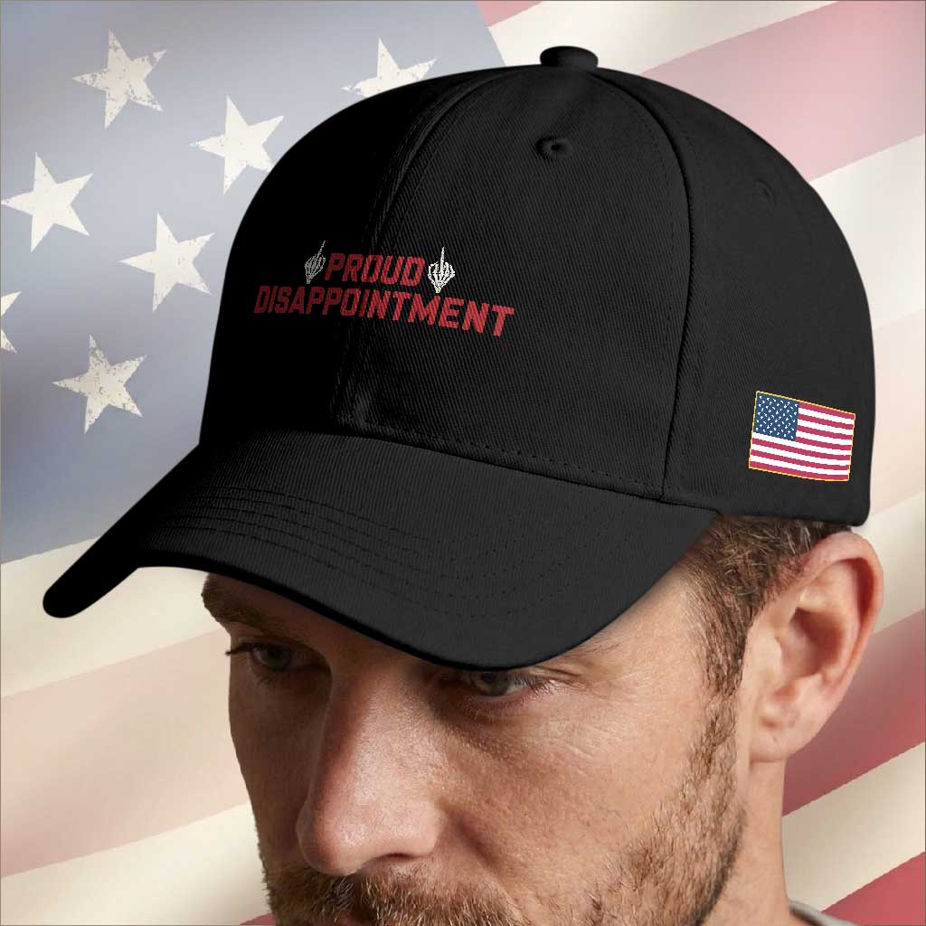 Proud Disappointment Skeleton Middle Fingers Badge Baseball Cap Funny Sarcastic Dark Humor
