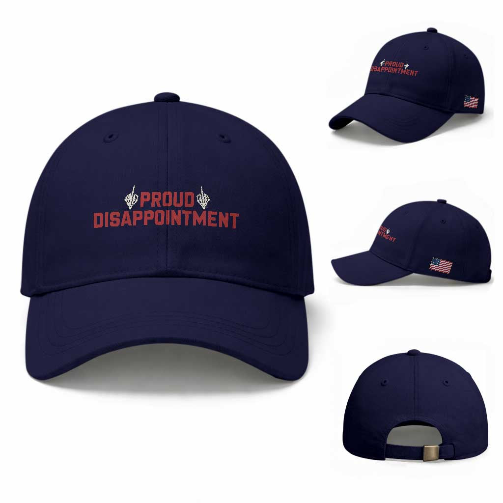 Proud Disappointment Skeleton Middle Fingers Badge Baseball Cap Funny Sarcastic Dark Humor