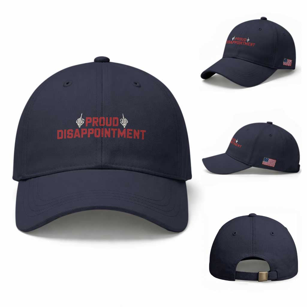 Proud Disappointment Skeleton Middle Fingers Badge Baseball Cap Funny Sarcastic Dark Humor