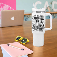 Funny Christian Elijah Faith Tumbler With Handle Try Calling Louder 850 BC Bible Graphic