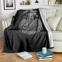 Funny Cowboy Hoatzin Throw Blanket Blowing Dandelion Western Bird Gift