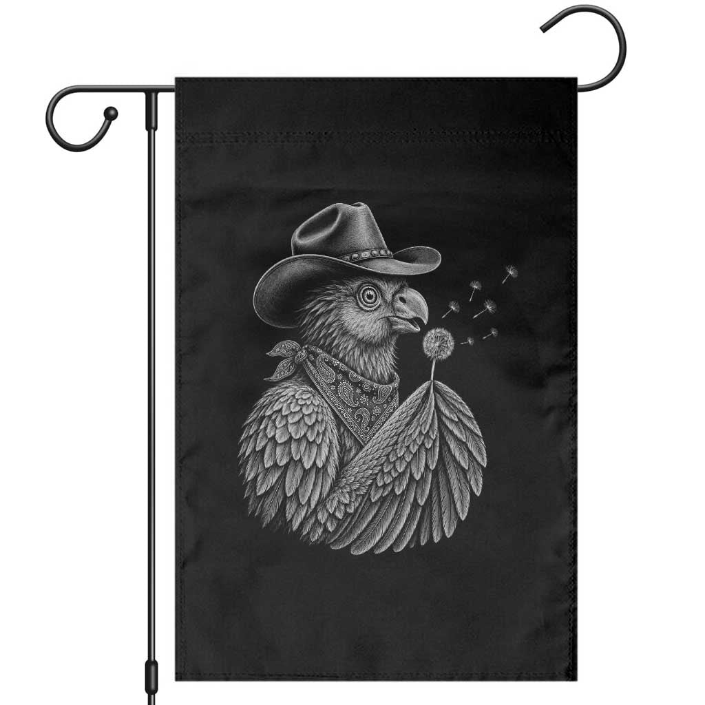 Funny Cowboy Hoatzin Garden Flag Blowing Dandelion Western Bird Gift