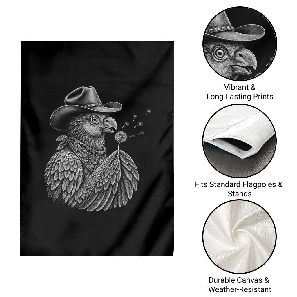 Funny Cowboy Hoatzin Garden Flag Blowing Dandelion Western Bird Gift