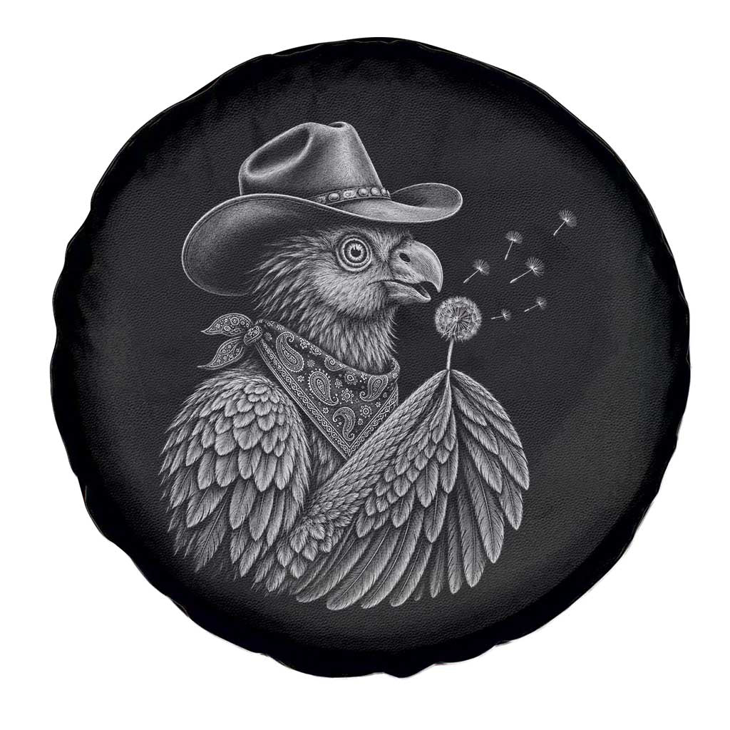Funny Cowboy Hoatzin Spare Tire Cover Blowing Dandelion Western Bird Gift