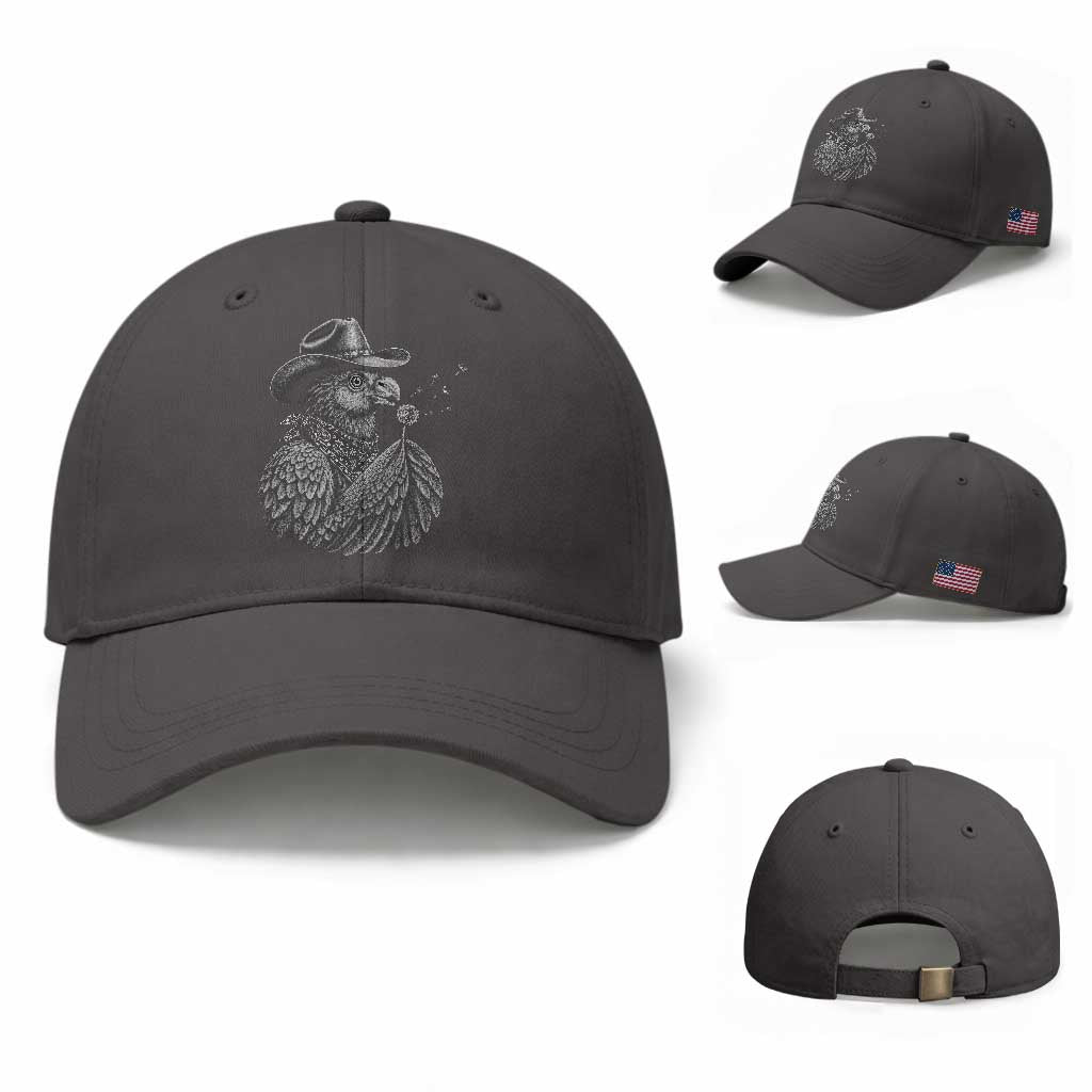 Funny Cowboy Hoatzin Baseball Cap Blowing Dandelion Western Bird Gift
