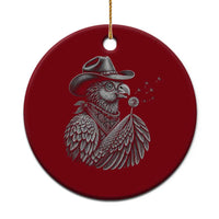 Funny Cowboy Hoatzin Ceramic Ornament Blowing Dandelion Western Bird Gift