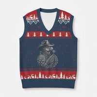 Funny Cowboy Hoatzin V-Neck Knit Sweater Vest Blowing Dandelion Western Bird Gift