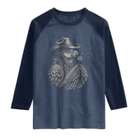 Funny Cowboy Hoatzin Raglan Shirt Blowing Dandelion Western Bird Gift