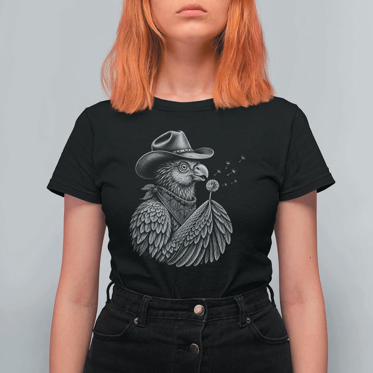 Funny Cowboy Hoatzin T Shirt For Women Blowing Dandelion Western Bird Gift