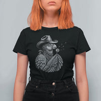 Funny Cowboy Hoatzin T Shirt For Women Blowing Dandelion Western Bird Gift