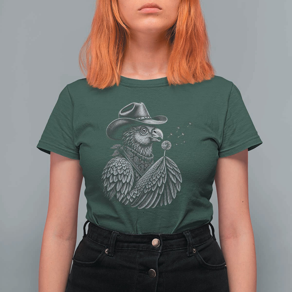 Funny Cowboy Hoatzin T Shirt For Women Blowing Dandelion Western Bird Gift