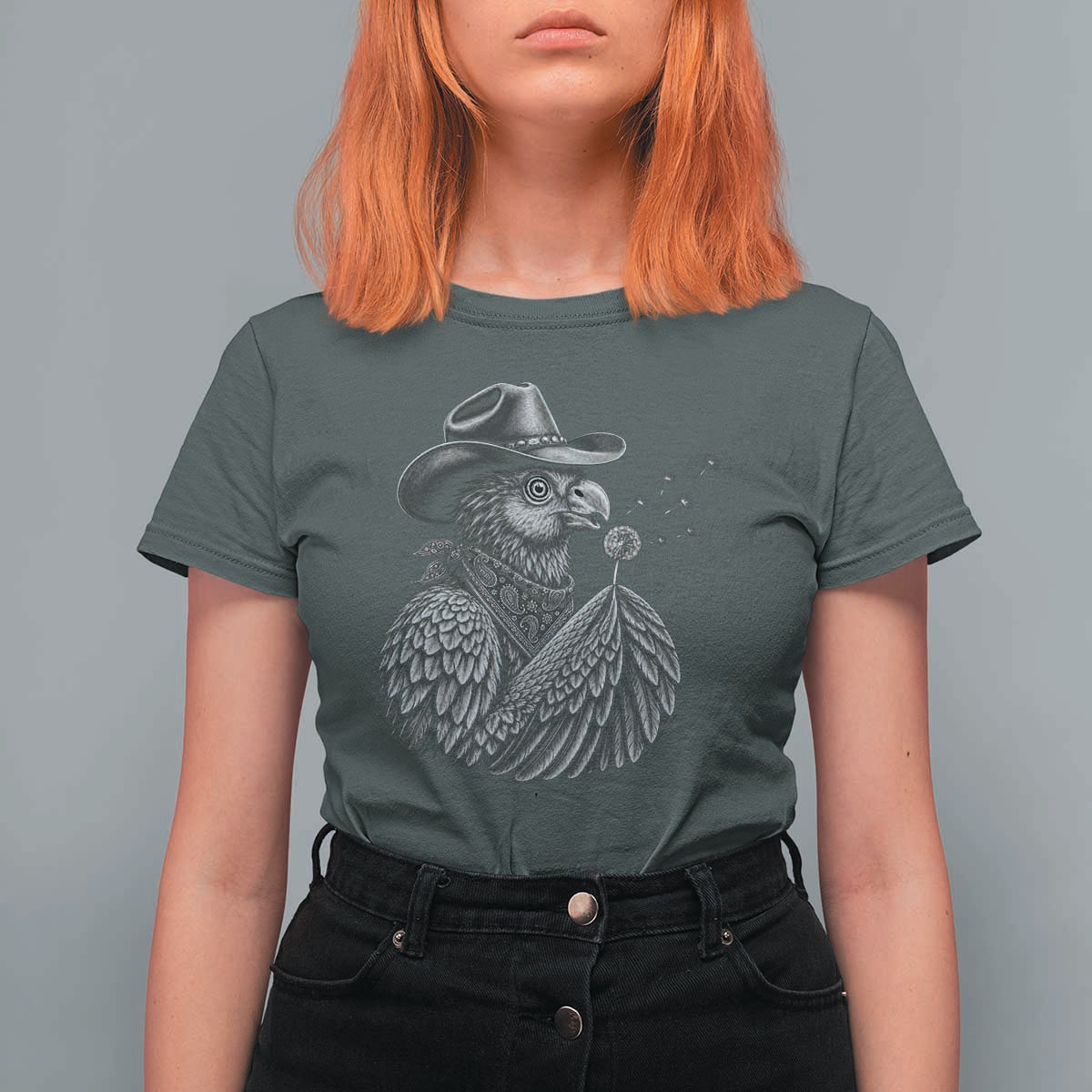 Funny Cowboy Hoatzin T Shirt For Women Blowing Dandelion Western Bird Gift