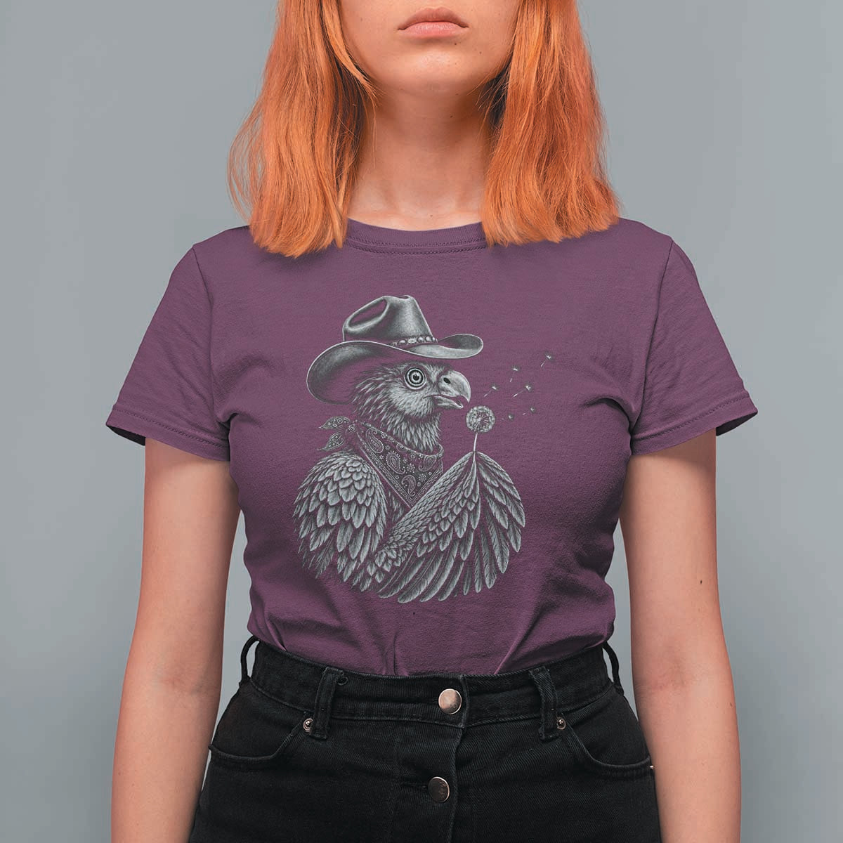 Funny Cowboy Hoatzin T Shirt For Women Blowing Dandelion Western Bird Gift