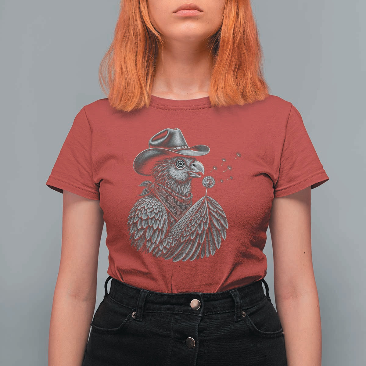 Funny Cowboy Hoatzin T Shirt For Women Blowing Dandelion Western Bird Gift