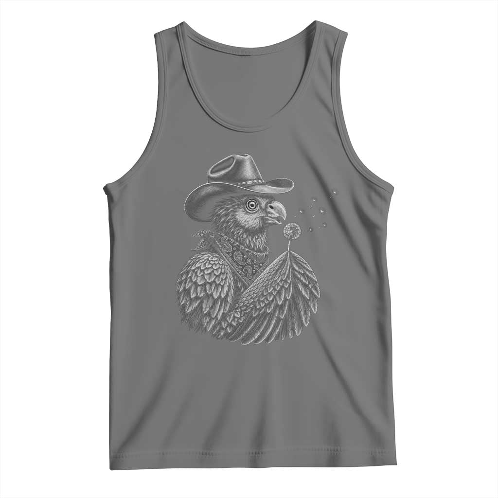 Funny Cowboy Hoatzin Tank Top Blowing Dandelion Western Bird Gift