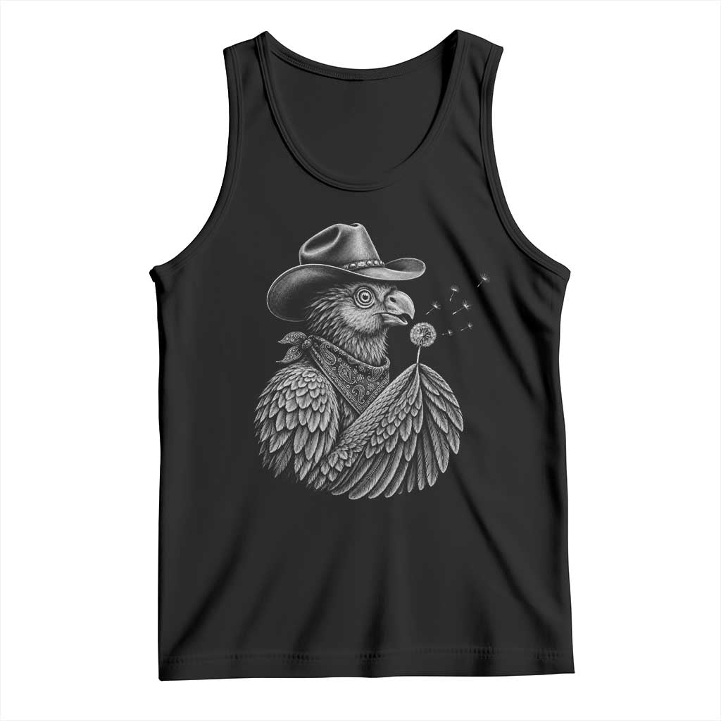 Funny Cowboy Hoatzin Tank Top Blowing Dandelion Western Bird Gift