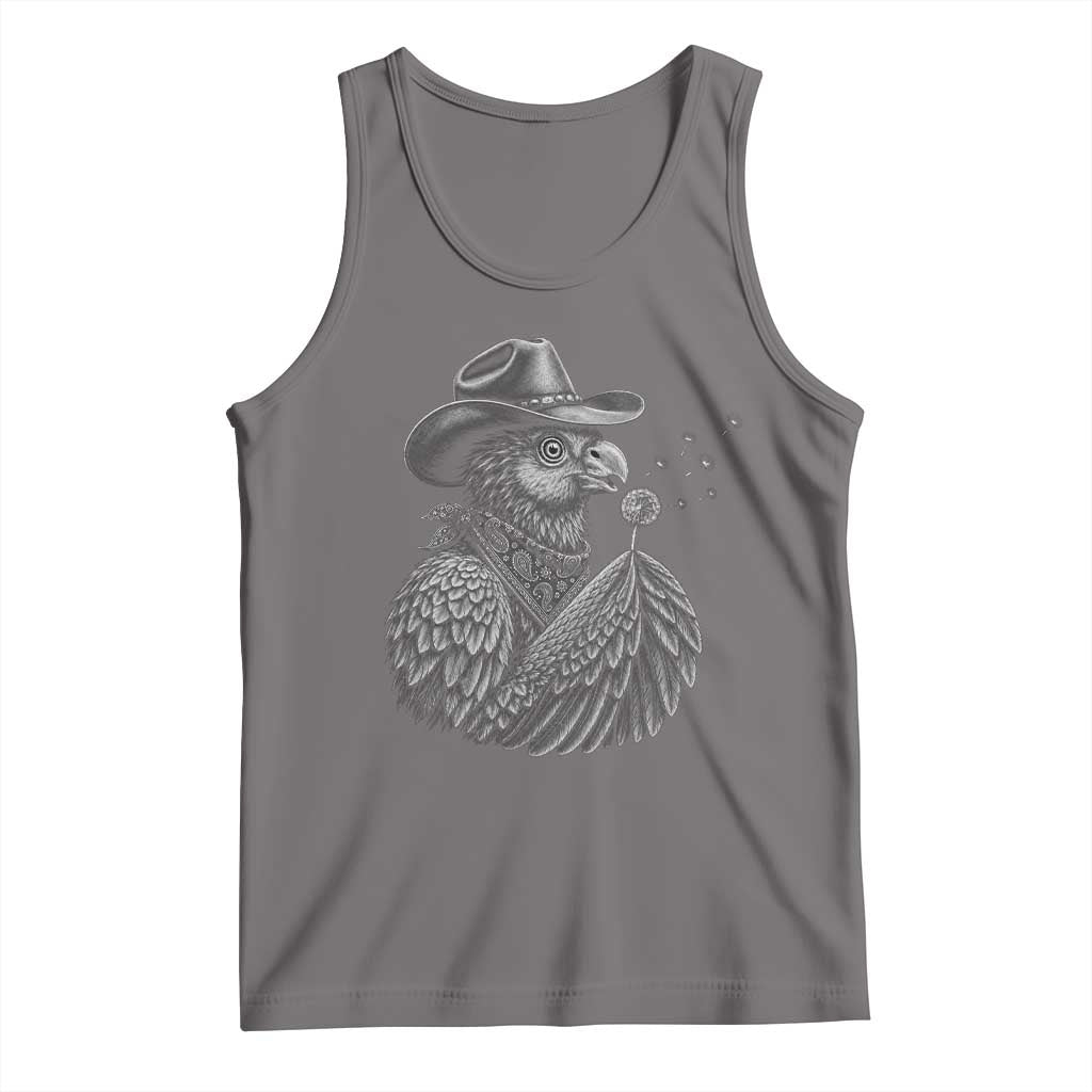Funny Cowboy Hoatzin Tank Top Blowing Dandelion Western Bird Gift