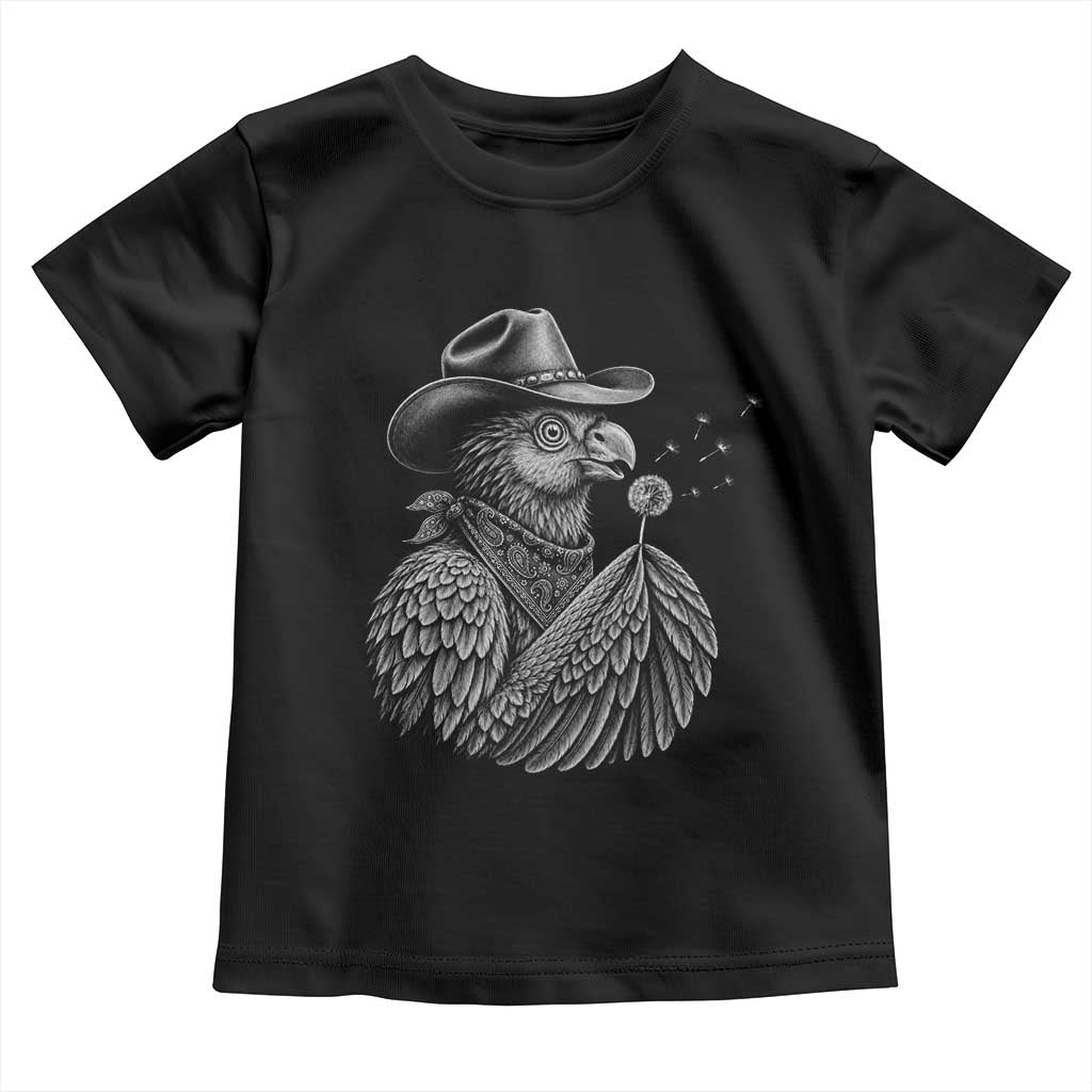 Funny Cowboy Hoatzin Toddler T Shirt Blowing Dandelion Western Bird Gift