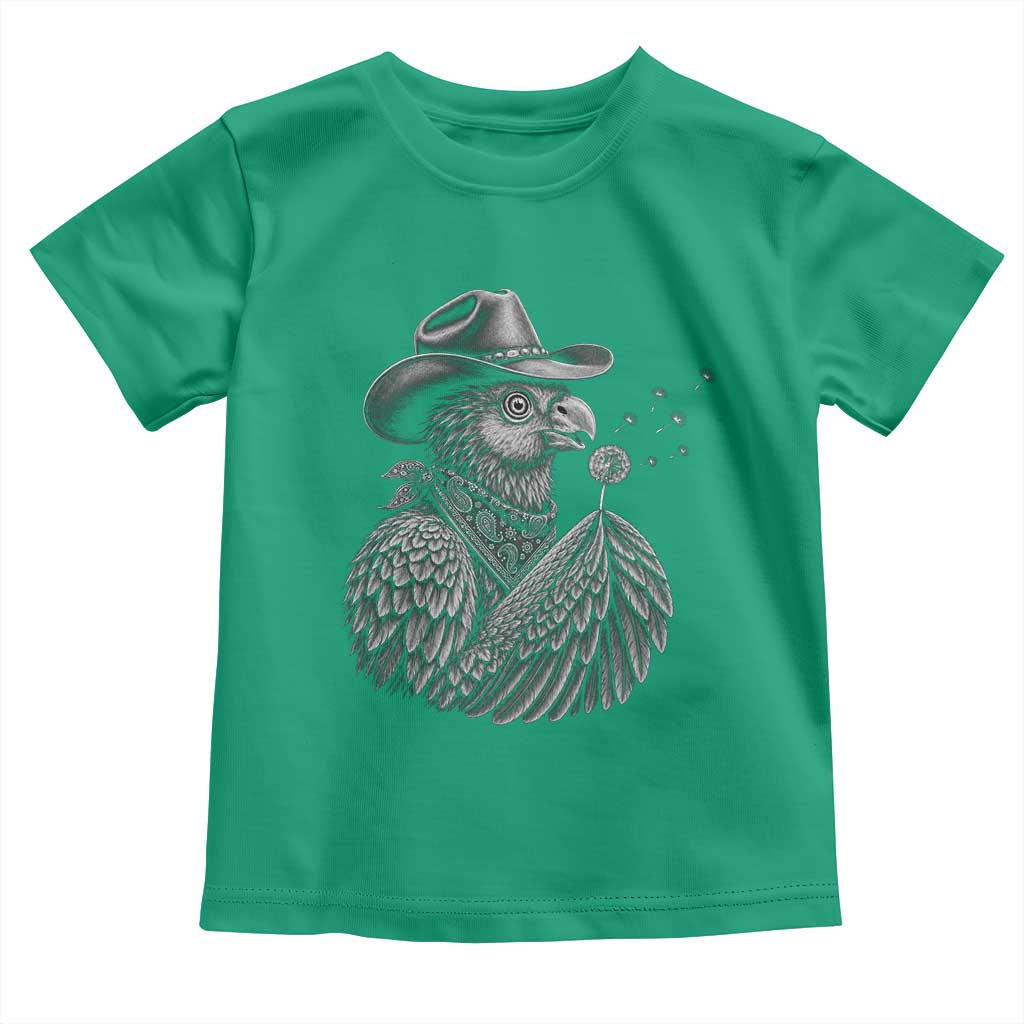 Funny Cowboy Hoatzin Toddler T Shirt Blowing Dandelion Western Bird Gift