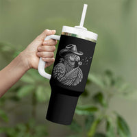 Funny Cowboy Hoatzin Tumbler With Handle Blowing Dandelion Western Bird Gift